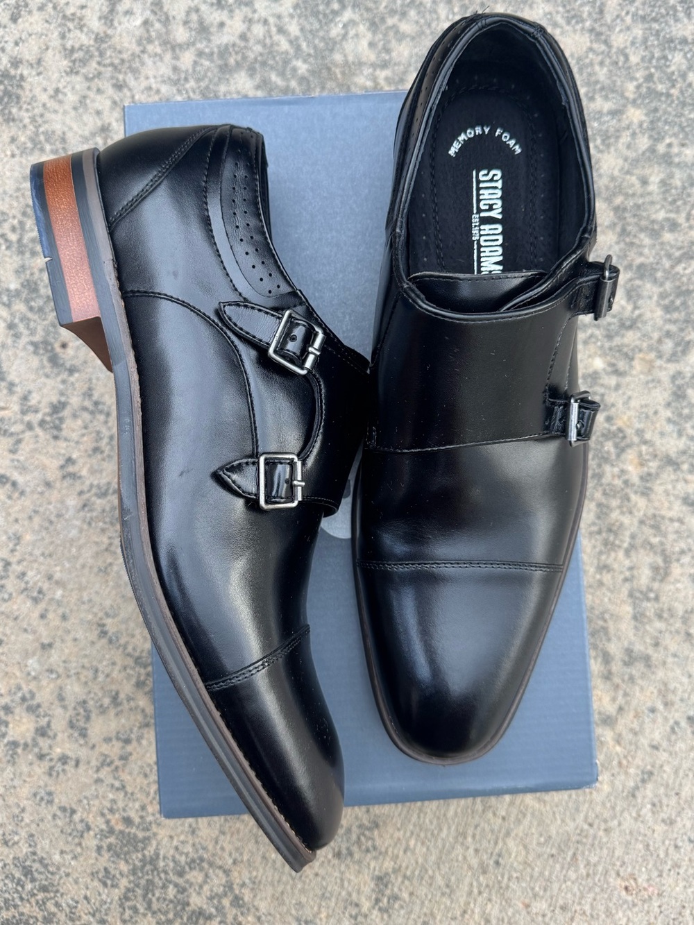 Stacy Adams Black Double Monk Strap Dress Shoes NWOT Size 9